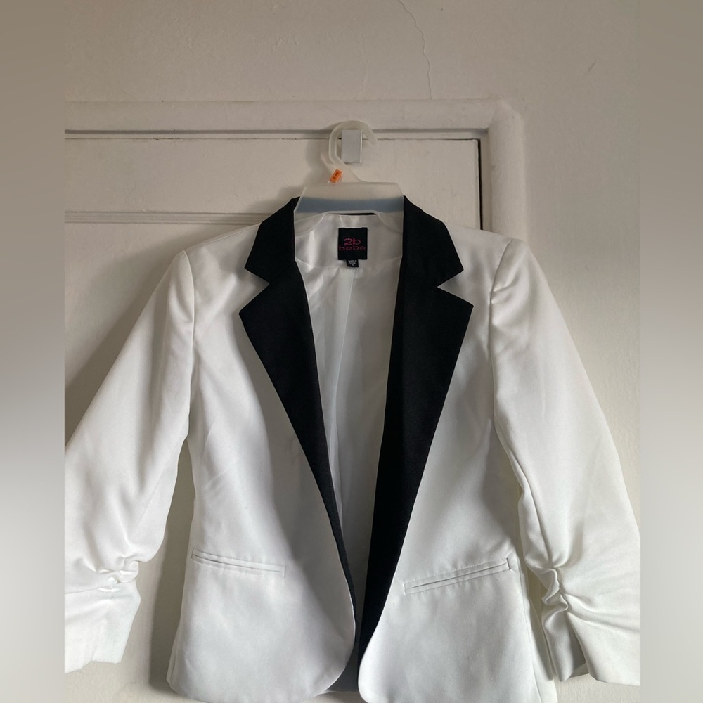 Bebe White and Black Blazer